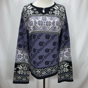 Vintage OBERMEYER Fair Isle Wool Blend Sweater LG